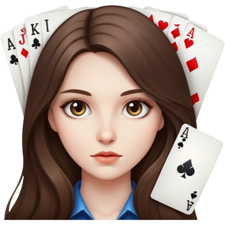  beautiful pale brunette girl with long hair pokerface emoji
