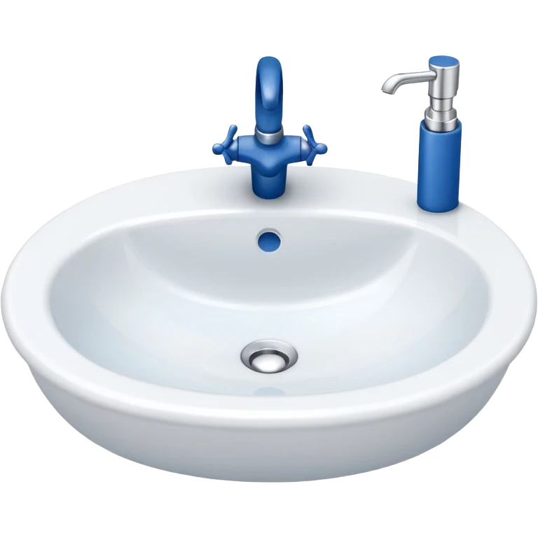 “Flat icon-style emoji of a bathroom sink with a simple faucet and rounded basin, white and blue tones” emoji
