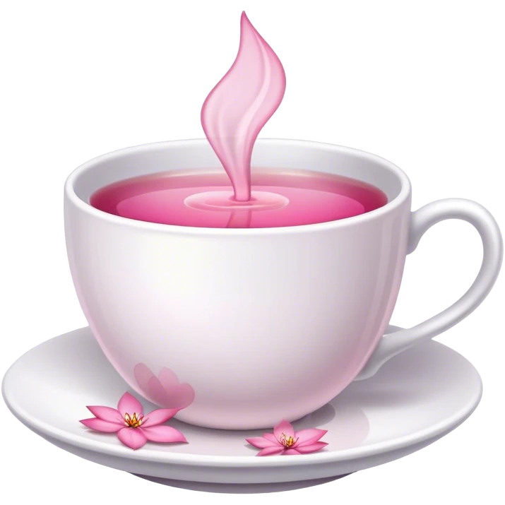 white teacup with pink tea inside of it emoji