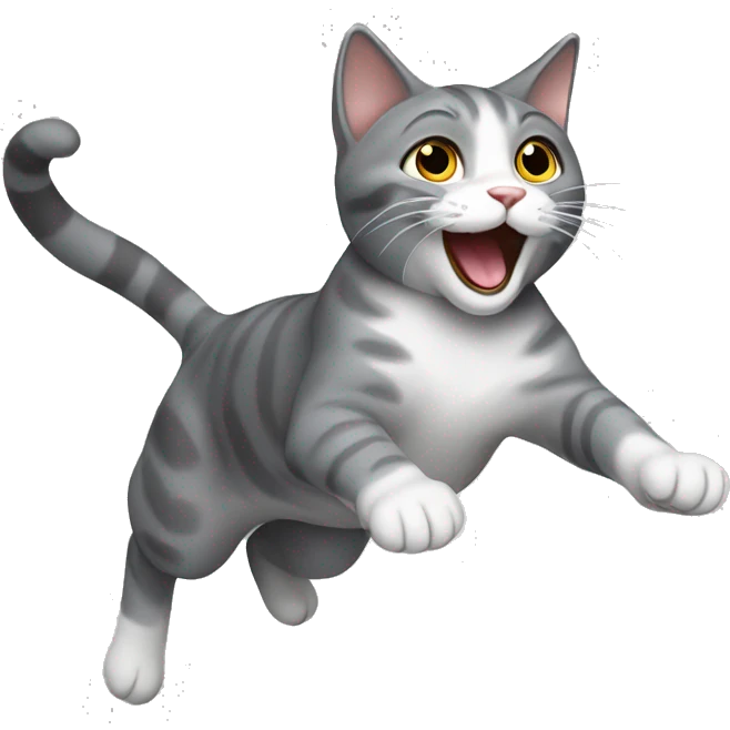 grey cat jumping  emoji