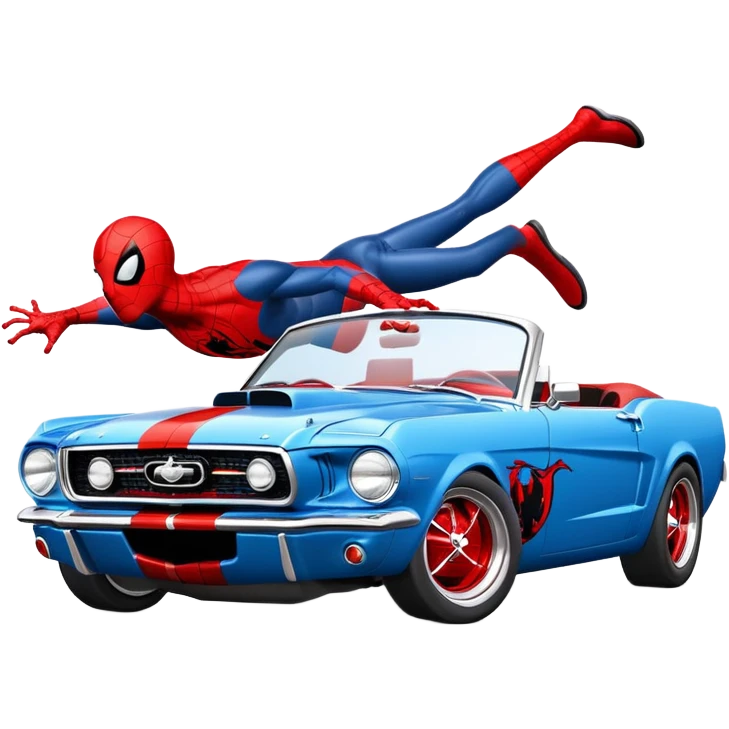 Spider-Man driving a 65 fastback Mustang emoji