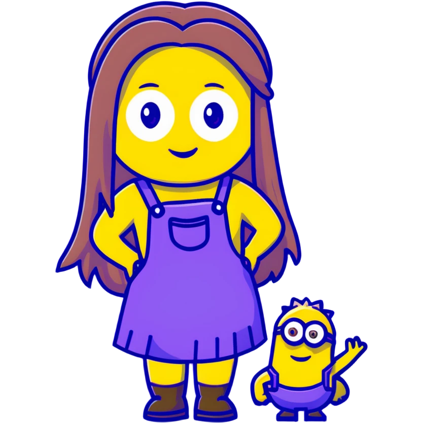 cute yellow minion with long girl hair emoji