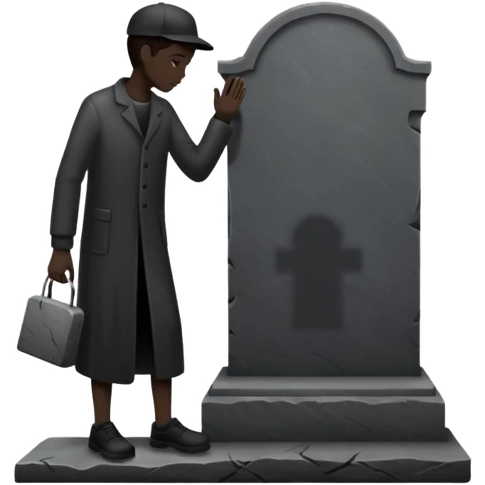 a silhouette of a person shadowing a gravestone emoji