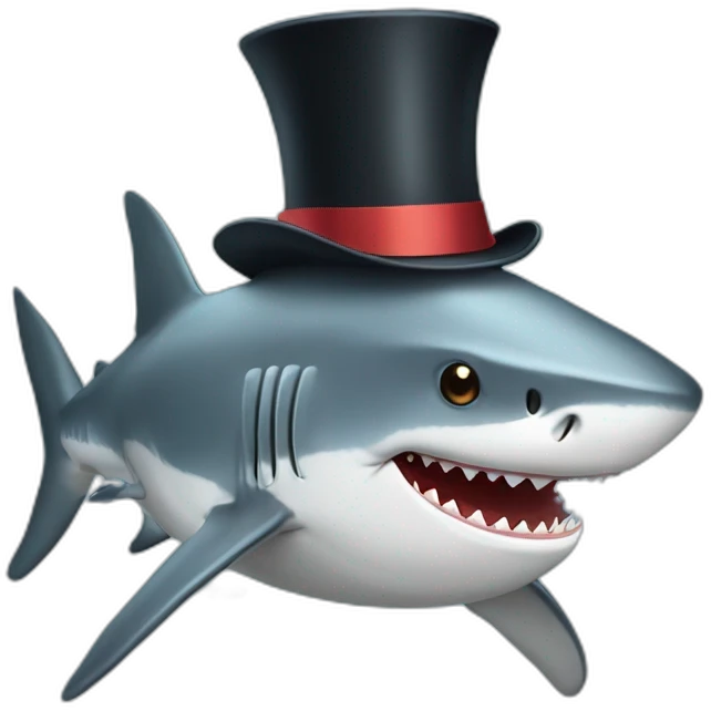 Shark with a top hat emoji