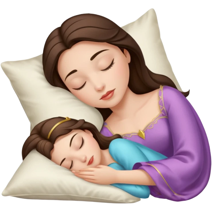 sleeping beauty brunette white girl with a silk pillow emoji