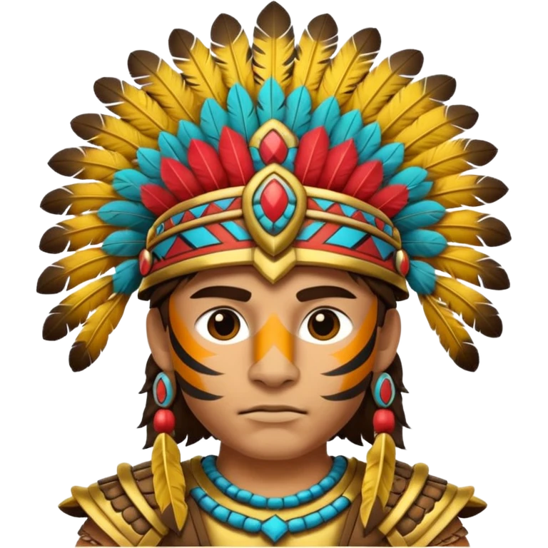 Aztec tiger warrior with feathered headdress emoji