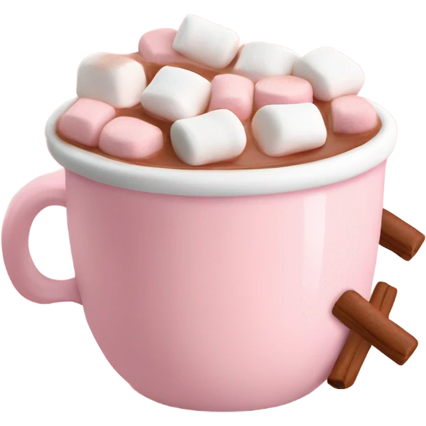 Light Pink mug of hot chocolate with marshmallows  emoji