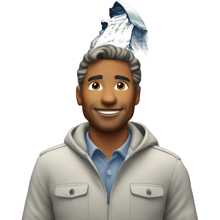 A man standing infront of the matterhorn mountain emoji