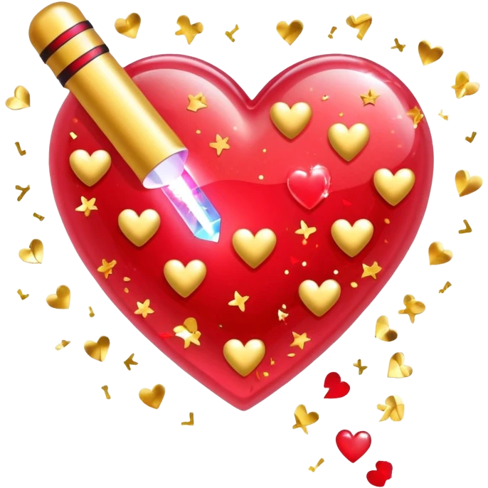 heart with K-pop lightstick and confetti emoji