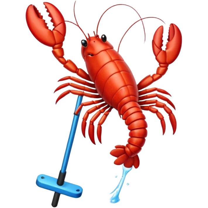 Lobster very happy jumping on pogo stick emoji