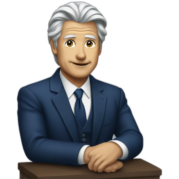 grey haire president in navy blue suit emoji