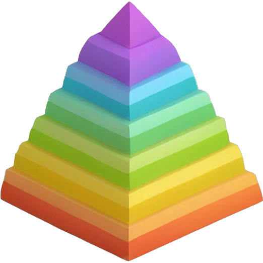 maslow pyramid in 3d isometric, colored emoji