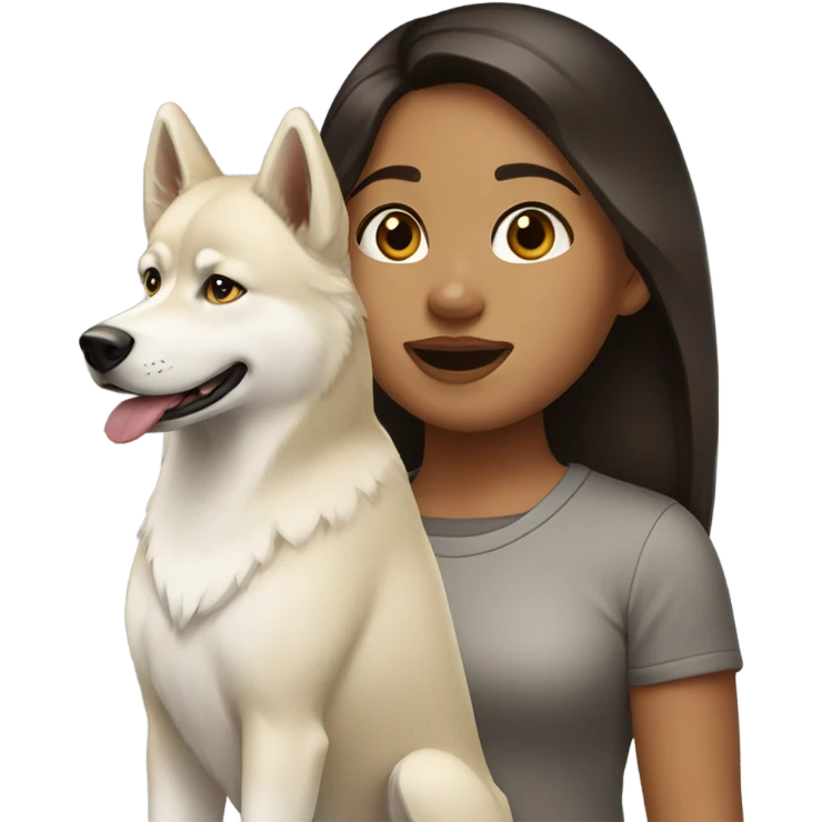 A girl Dark brown  hair next to a light dorée  Husky emoji