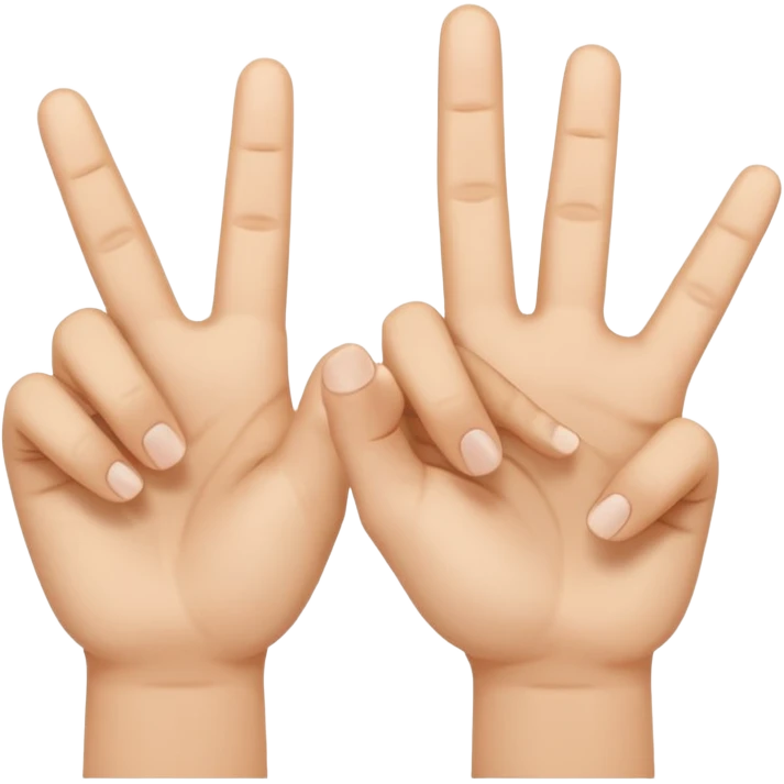 W V as hand signs. 5 fingers on each hand emoji