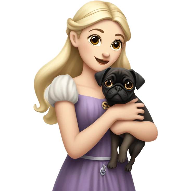white girl elf with dog pug emoji