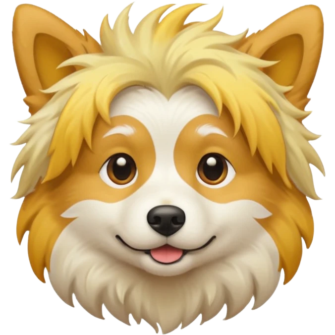 yellow and white dog with messy hair emoji