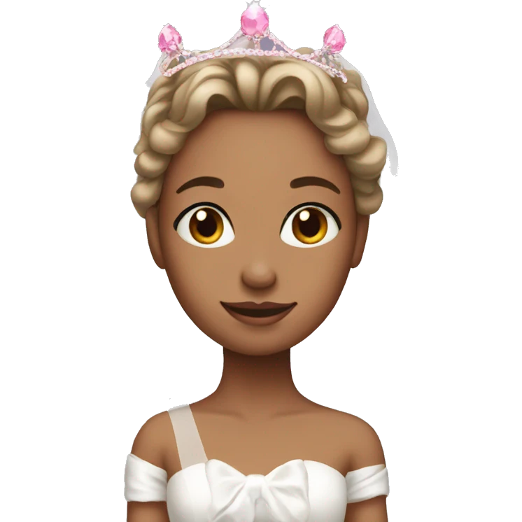 Girl as a bride wearing pink crown and bow on top of a head emoji