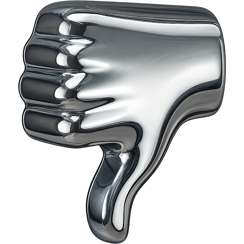3D thumbs down, chrome finish, no text emoji