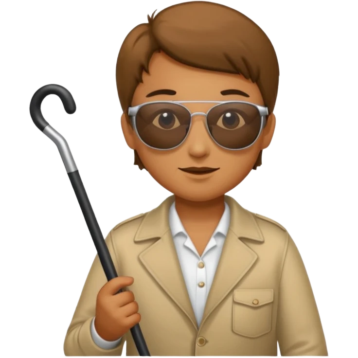 A blind person wearing sunglasses and holding a guide cane emoji