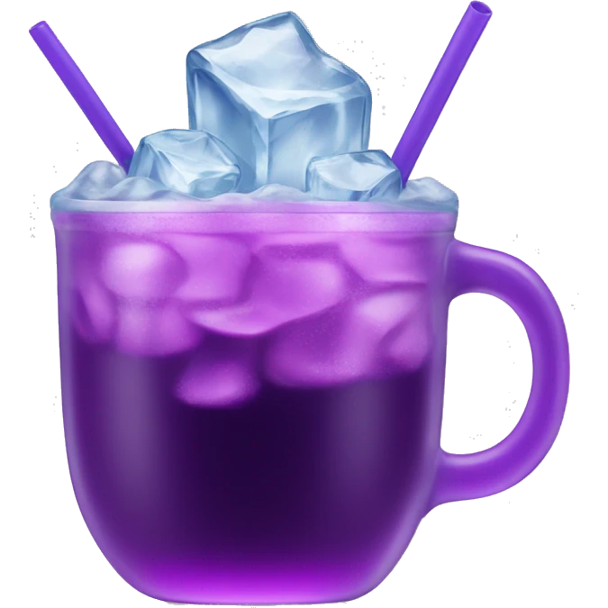 purple drink in a double styrofome cup with ice in the drink emoji