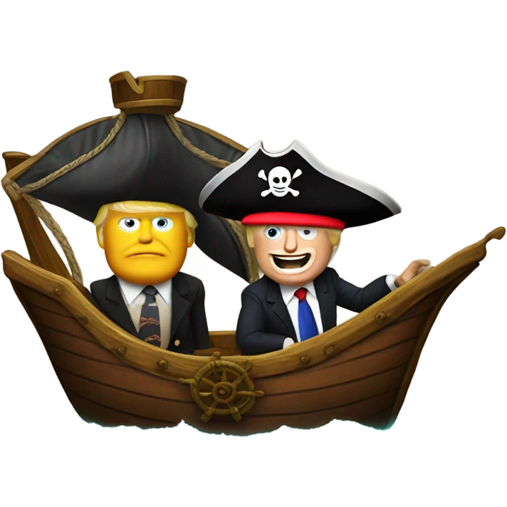 Elon mush and Donald trump on pirate ship  emoji