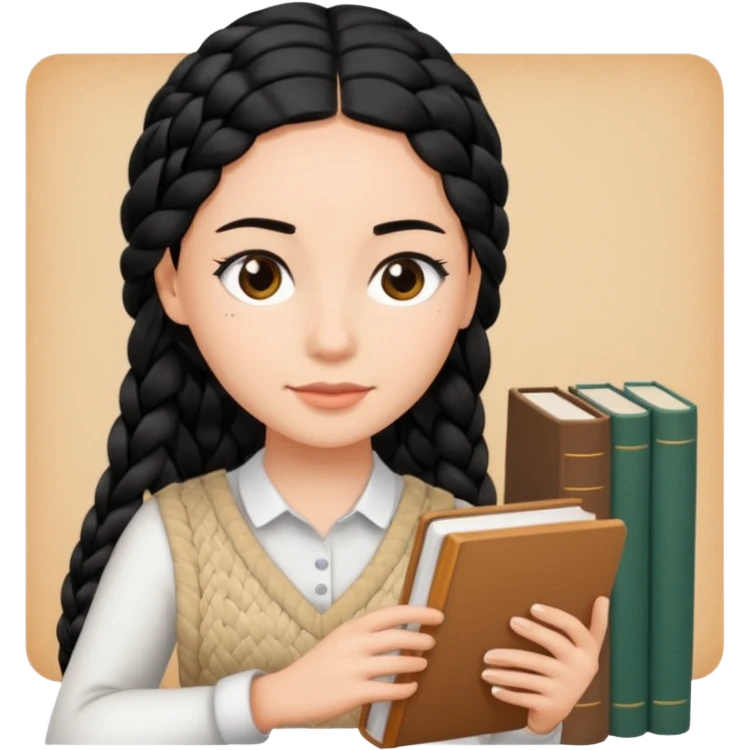women working with paper and books simple black  braid hair emoji