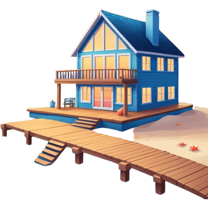 magical beach house on the lake with beautiful sunset coastal vibes emoji