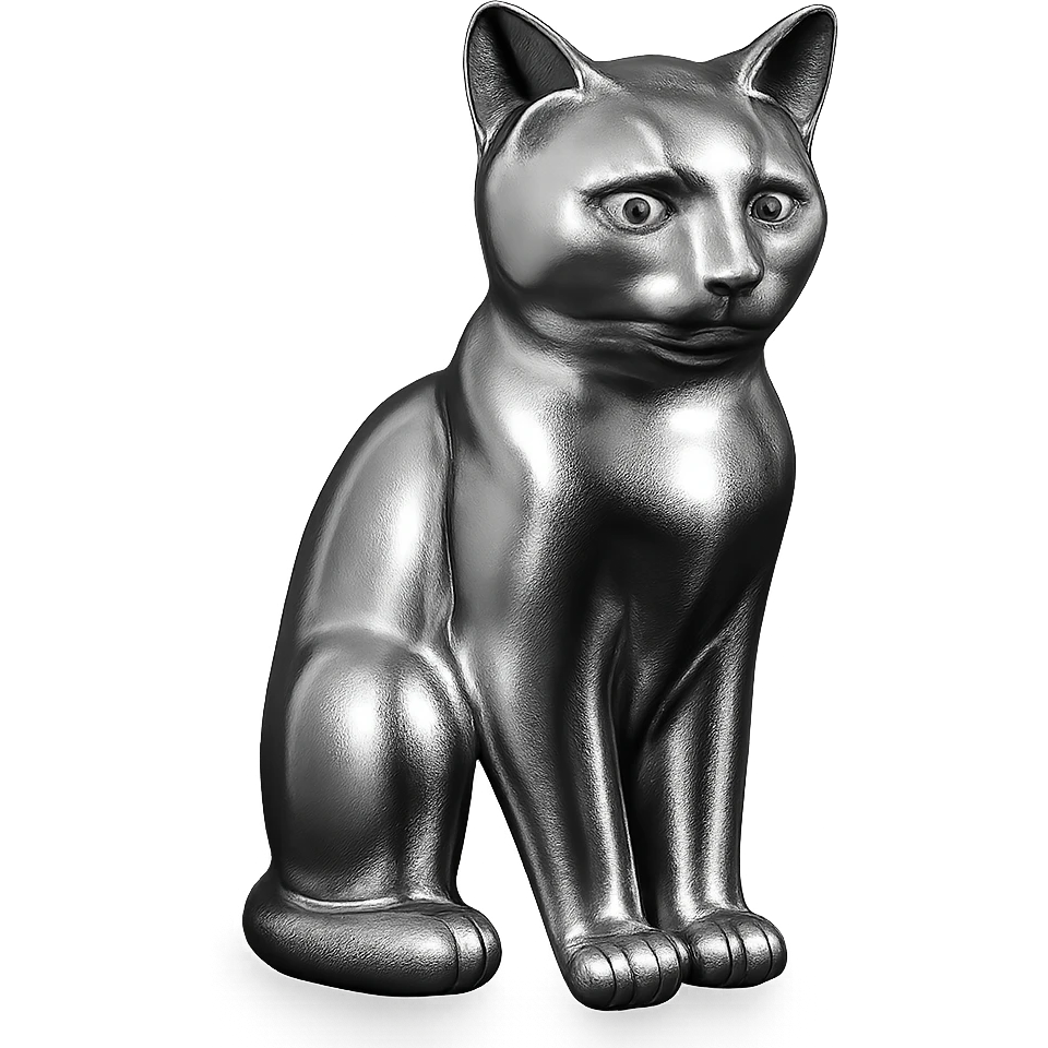 3D glass statue of a cat with rainbow colors in the background emoji