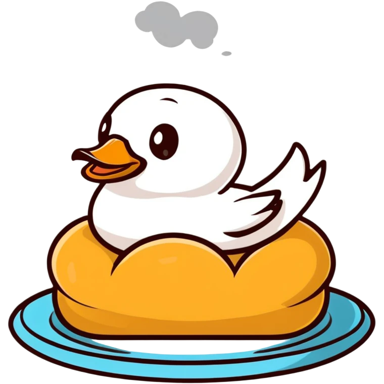freshly baked bread in duck shape with steam rising emoji