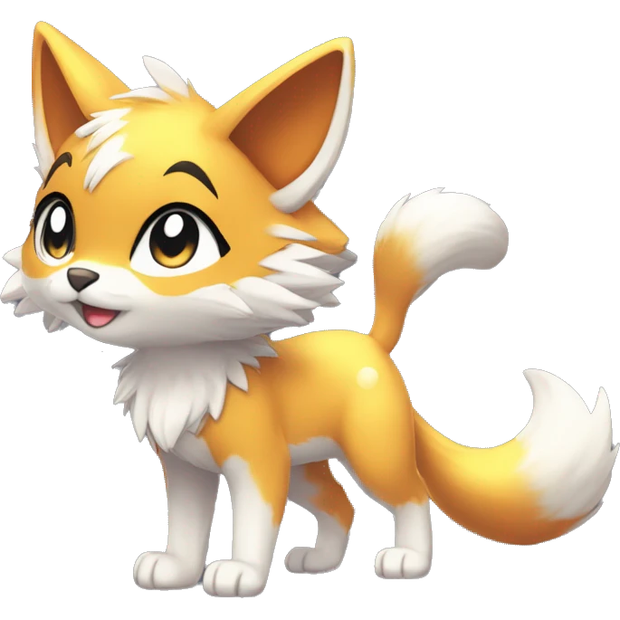 shiny anthro sparkle-furry fur-sona chibi-style cat-fox-Fakémon-hybrid full body emoji