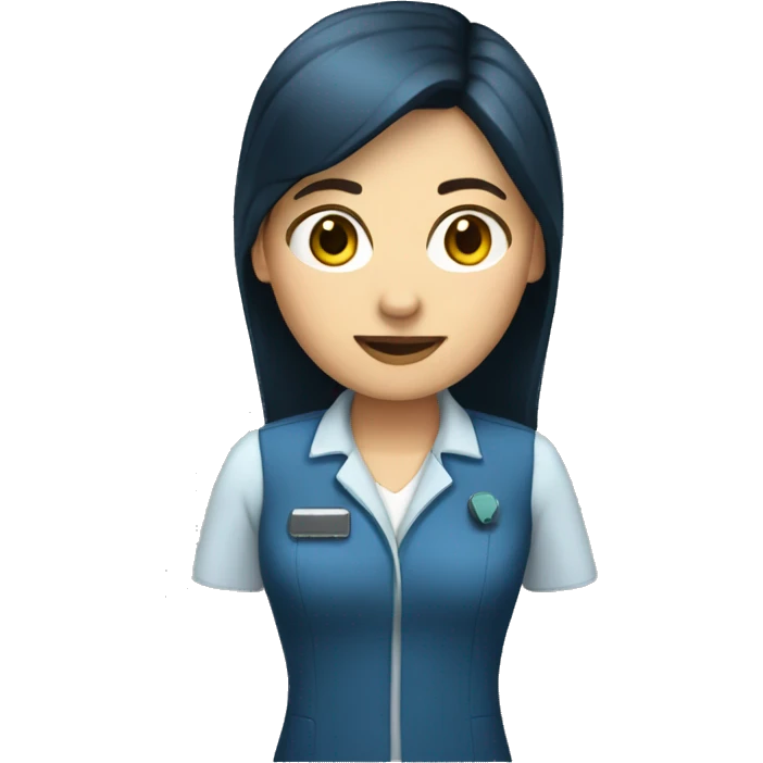 Woman technologist dark hair blue ey emoji