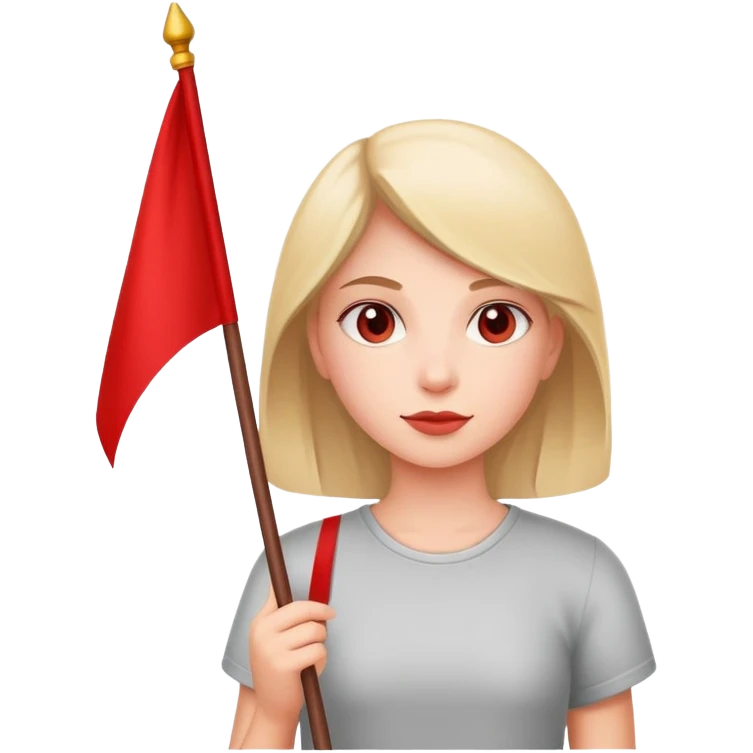 girl holding a red flag emoji