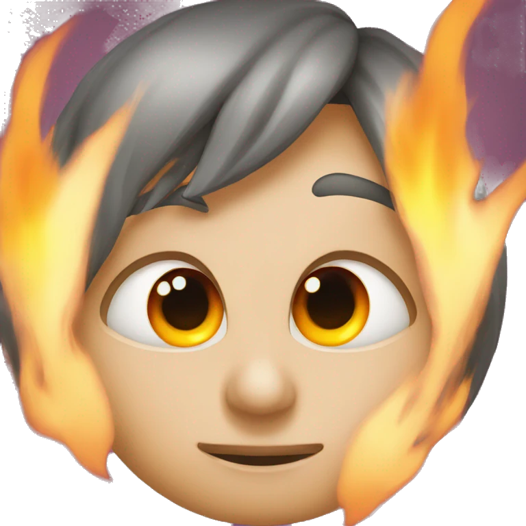 face with a fire hearth eye emoji