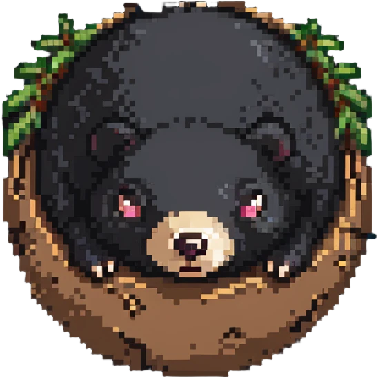 pixel art of a mole peeking out of the earth emoji