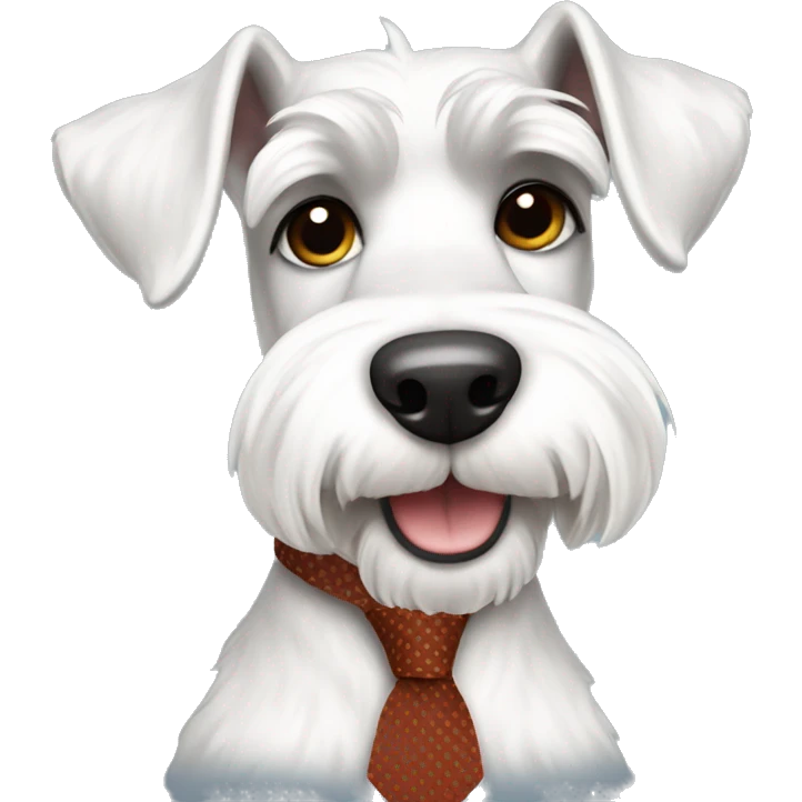 White fun mini schnauzer wearing tie emoji