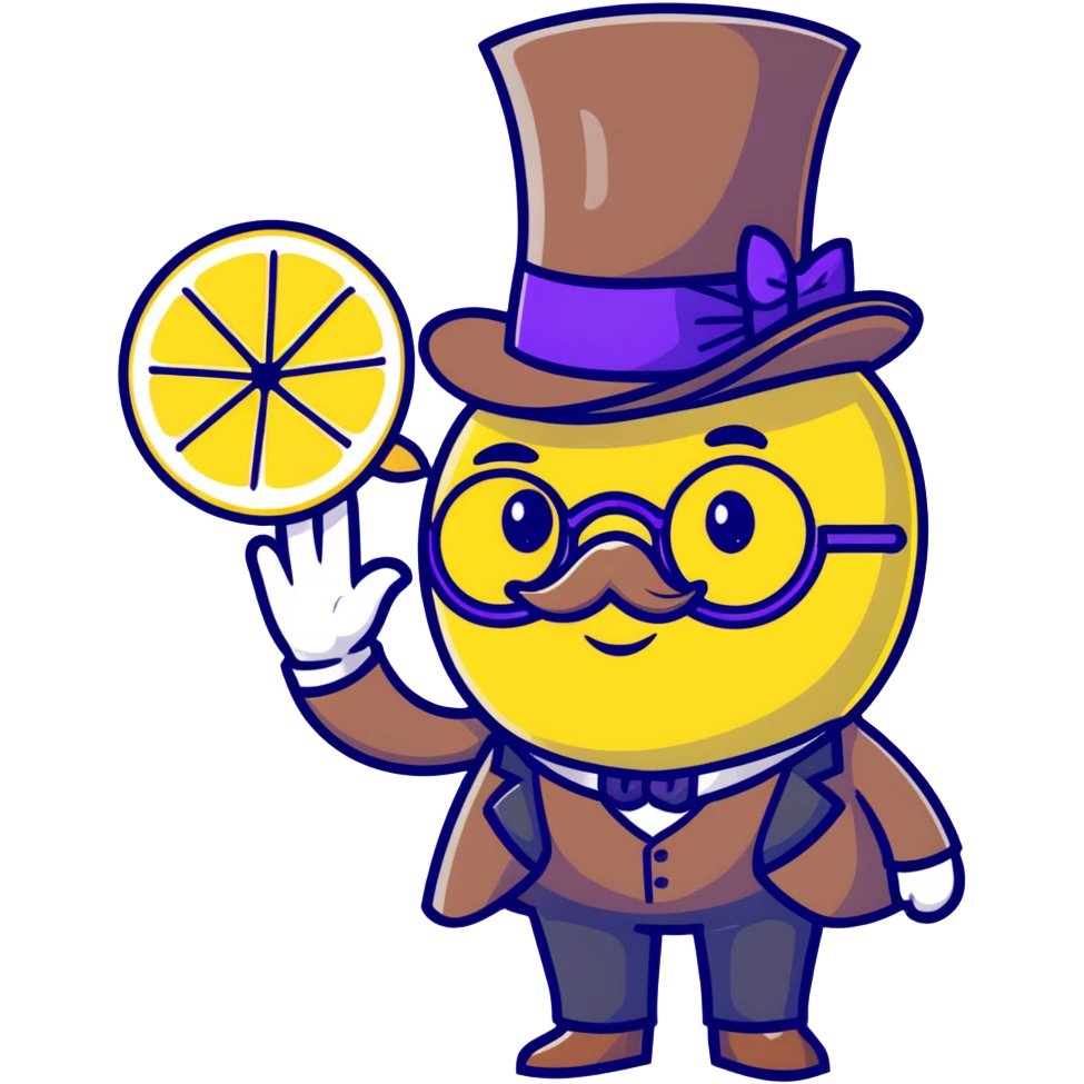 lemon with a monocle, top hat, and cravat emoji