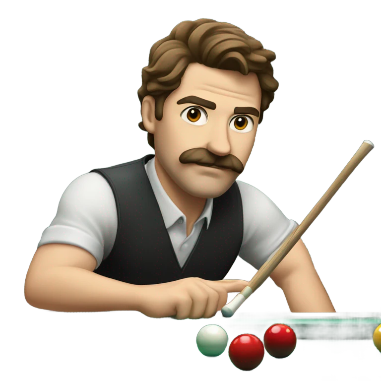 A man with brown hair and a mustache playing pool emoji
