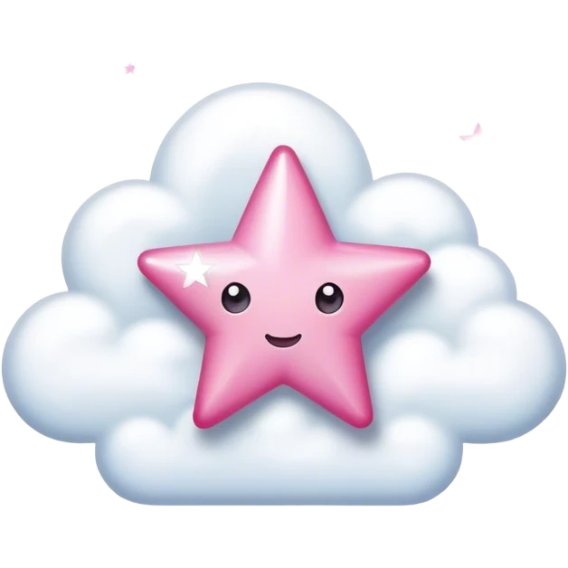 Pink star with sparkly white clouds emoji