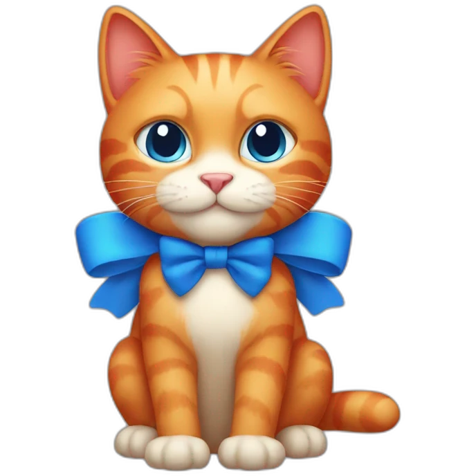 red cat with a blue bow emoji