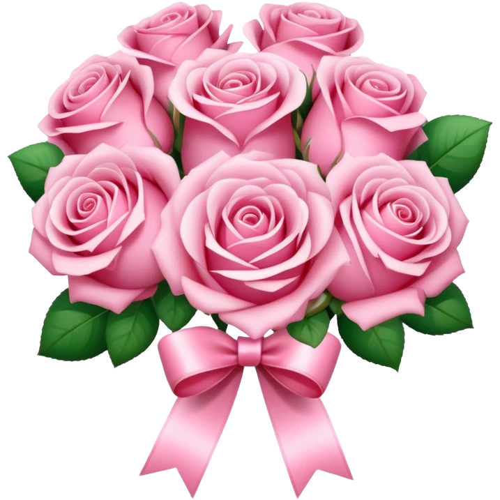 A sparkly romantic beautiful cute pretty aesthetic soft-pink bouquet of roses with a small ribbon emoji