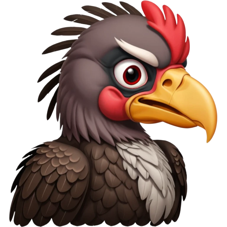  Old black and red angry  vulture looking ahead emoji