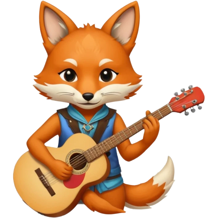 Kitsune with a nose ring playing a guitar emoji