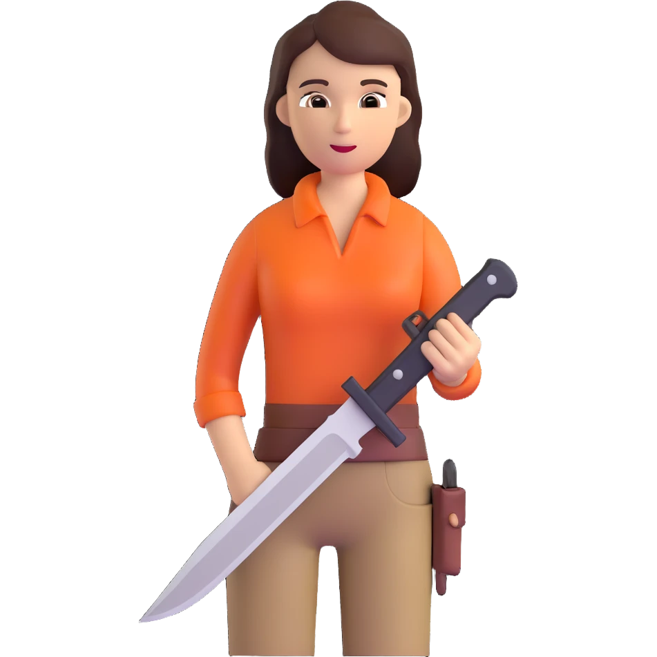 Outdoorsy woman with a survival knife emoji