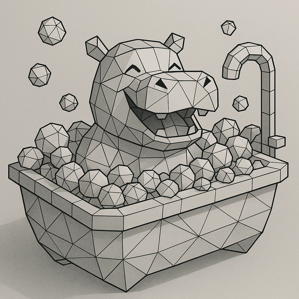 happy hippo with bubbles in bathtub emoji