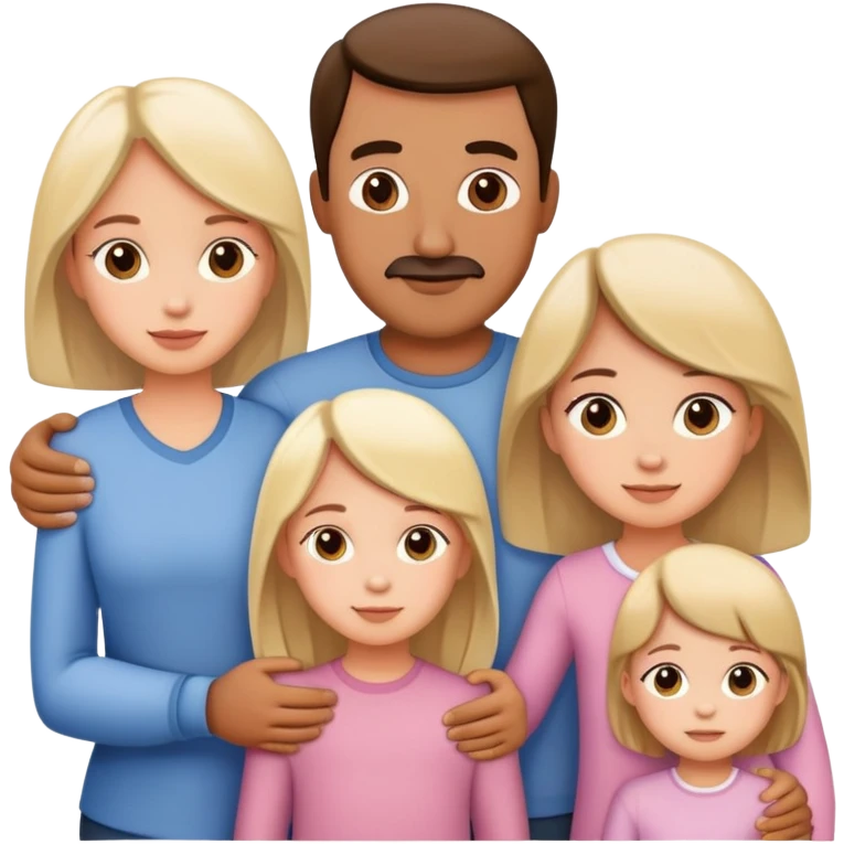 Family with mother, father and three little girls emoji