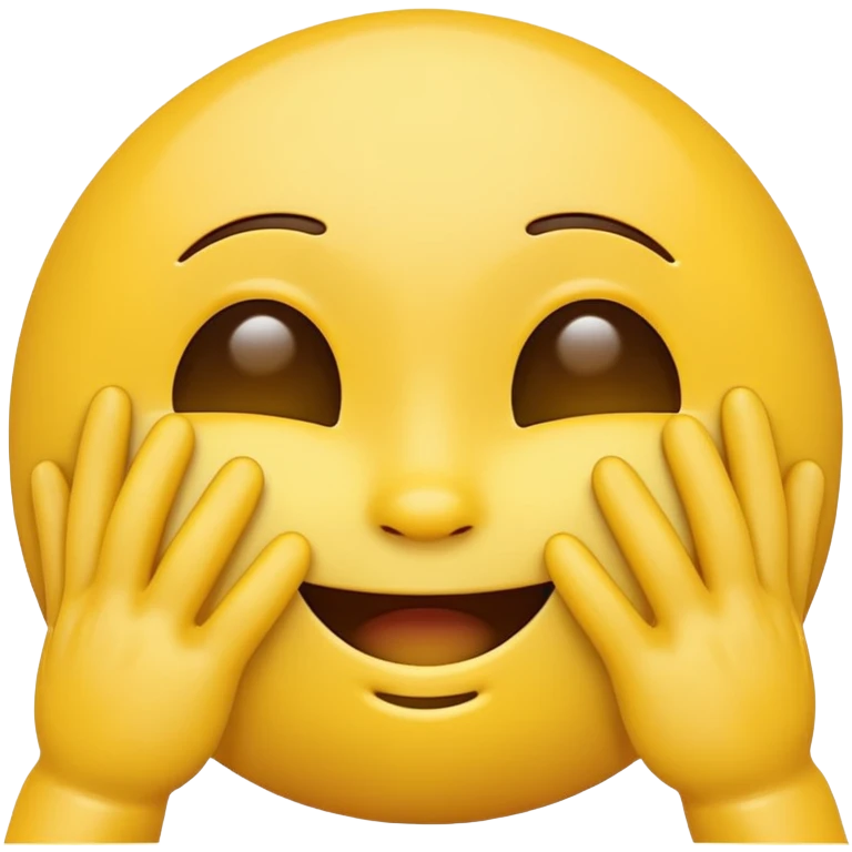 yellow emoticon with hands covering the eyes shieled from slight emoji