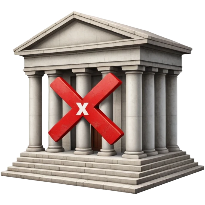 bank building with a single large red X over it emoji
