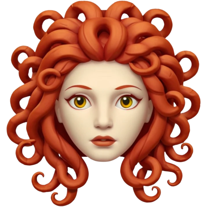 statue head medusa red hair clay emoji