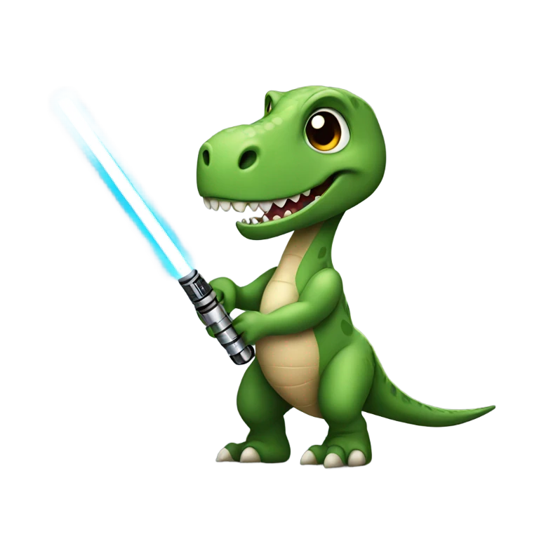 Dinosaur holding a lightsaber  emoji