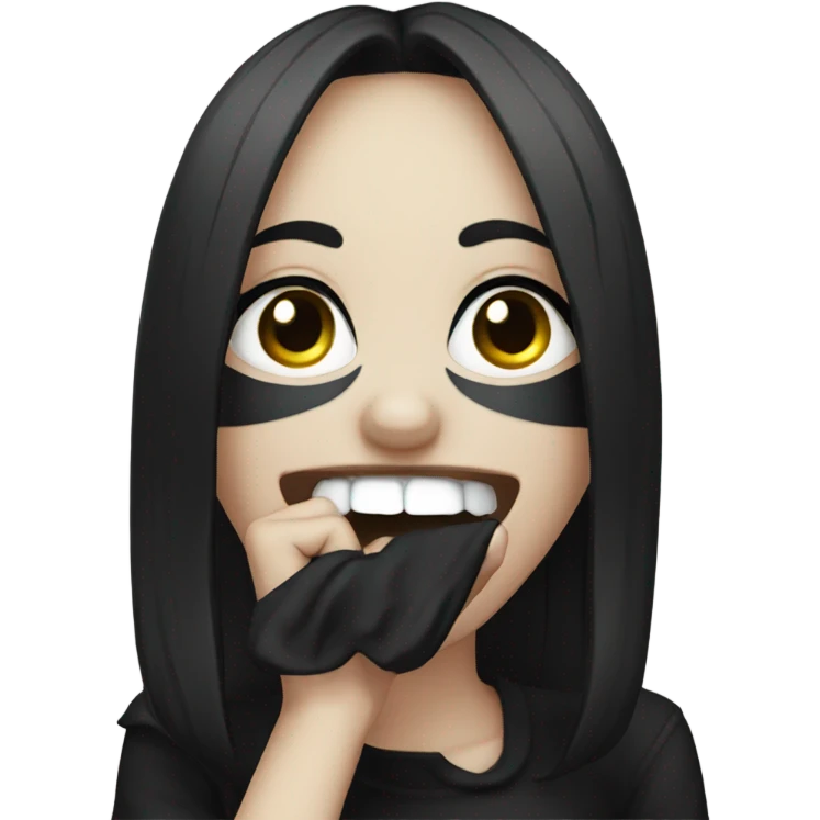 Goth girl laughing covering mouth emoji